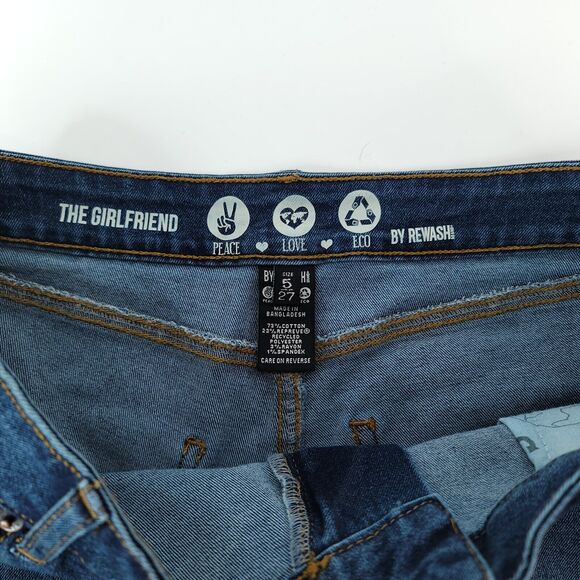 The Girlfriend by Rewash Blue Jean Shorts Women's 5/27 Cuffed Hem Stretch - Picture 3 of 6
